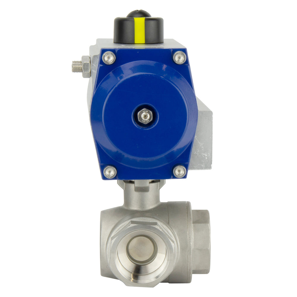 G3'' 3-Way T-port Stainless Steel Pneumatic Ball Valve Double Acting - BL3SA