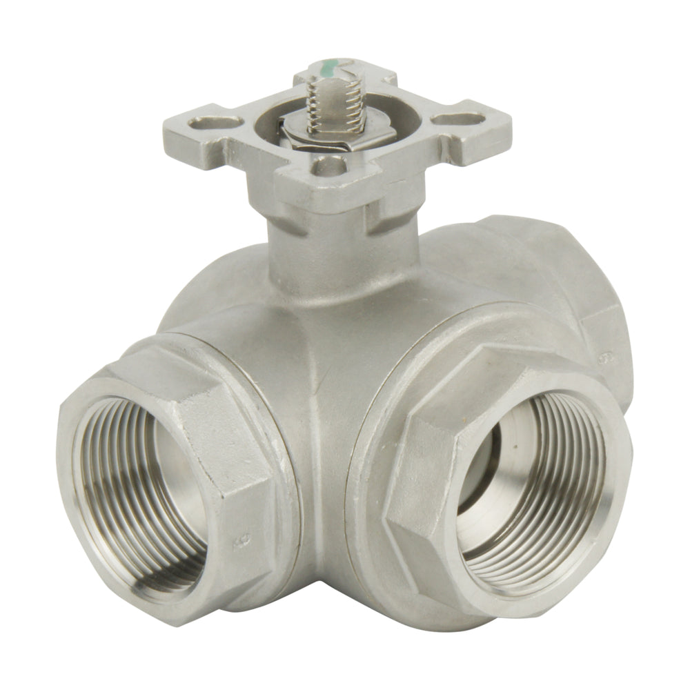 G1-1/2'' 3-Weg T-poort RVS Pneumatische Kogelklep Veer Open - BL3SA