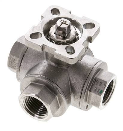 G1/2'' L-port 3-Way Stainless Steel Ball Valve ISO-Top 63bar - BL3SA