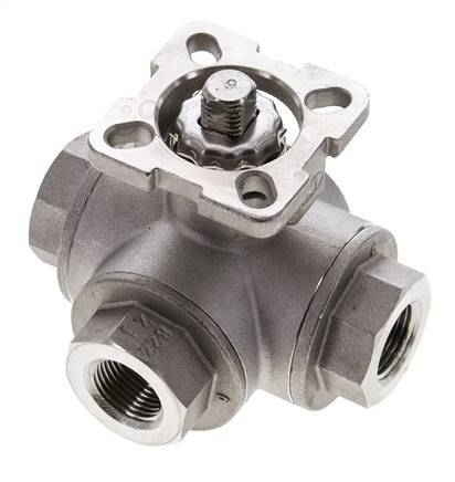 G3/8'' T-port 3-Way Stainless Steel Ball Valve ISO-Top 63bar - BL3SA