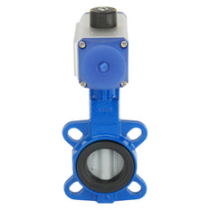 DN65 (2-1/2 inch) Wafer Pneumatic Butterfly Valve GGG40-Stainless Steel-FKM Double Acting - BFLW