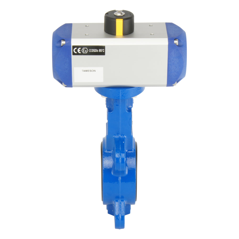 DN65 (2-1/2 inch) Wafer Pneumatic Butterfly Valve GGG40-Stainless Steel-FKM Double Acting - BFLW