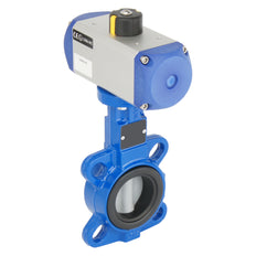 DN65 (2-1/2 inch) Wafer Pneumatic Butterfly Valve GGG40-Stainless Steel-FKM Double Acting - BFLW