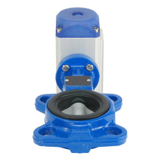 DN65 (2-1/2 inch) Wafer Pneumatic Butterfly Valve GGG40-Stainless Steel-FKM Double Acting - BFLW