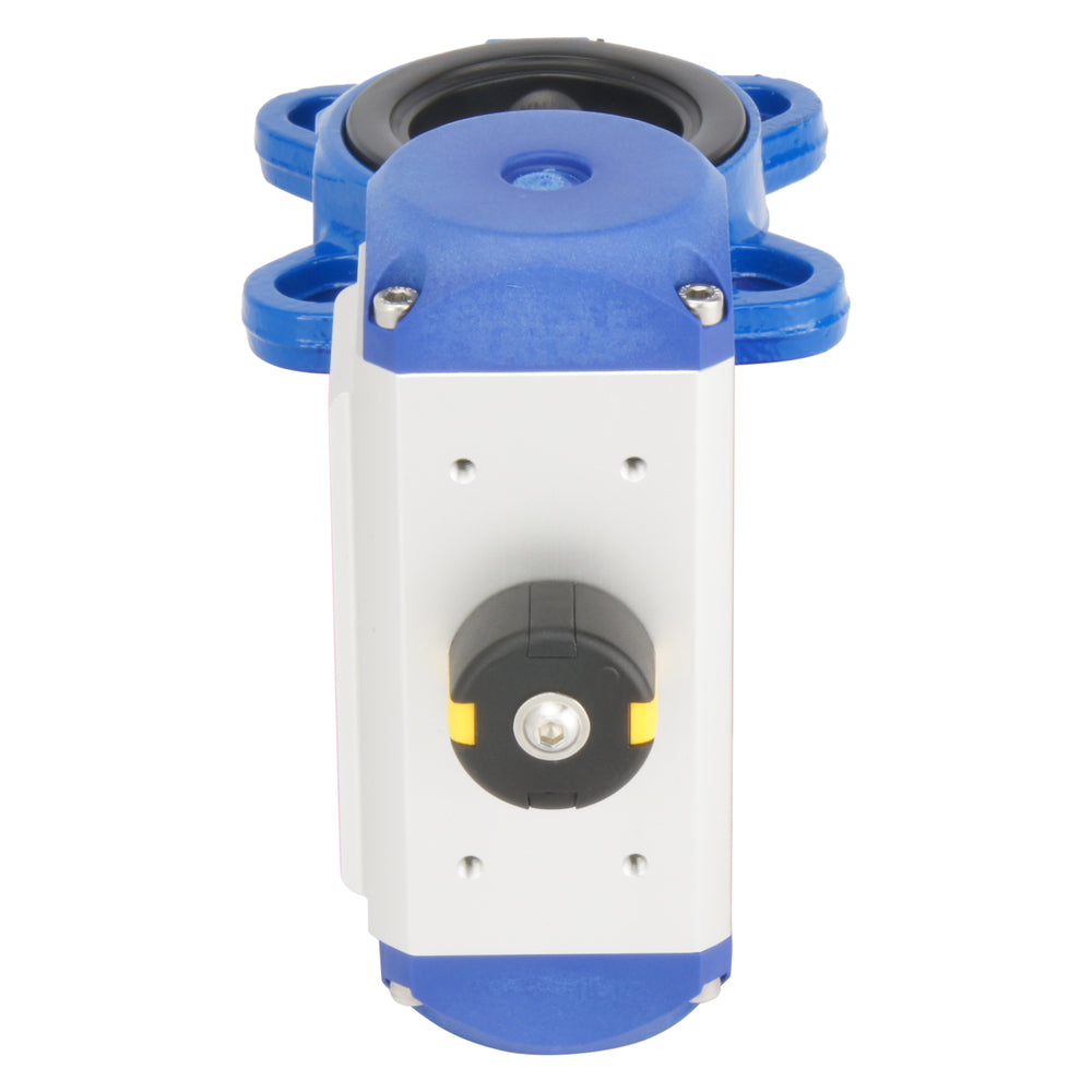 DN65 (2-1/2 inch) Wafer Pneumatic Butterfly Valve GGG40-Stainless Steel-FKM Double Acting - BFLW