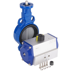 DN50 (2 inch) Wafer Pneumatische Vlinderklep GGG40-RVS-NBR Veersluitend - BFLW