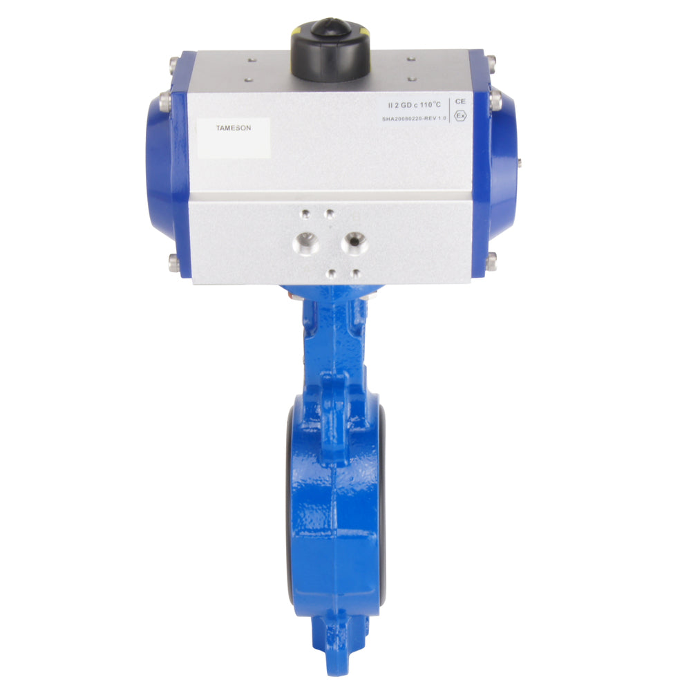 DN65 (2-1/2 inch) Wafer Pneumatic Butterfly Valve Stainless Steel-Stainless Steel-FKM Spring Closed - BFLW