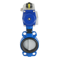 DN65 (2-1/2 inch) Wafer Pneumatic Butterfly Valve Stainless Steel-Stainless Steel-FKM Spring Closed - BFLW