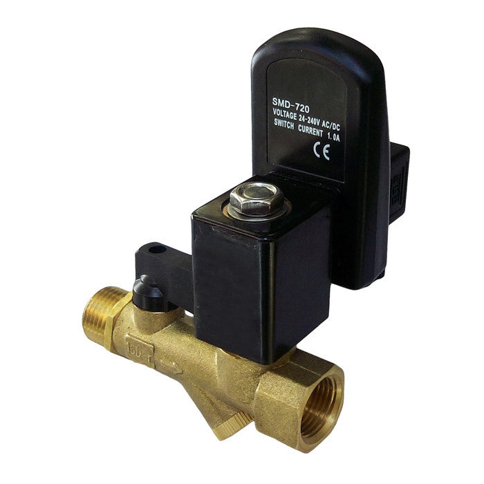 Condens Aftap 1/2'' Messing Analoog Filter Handkraan 24V DC