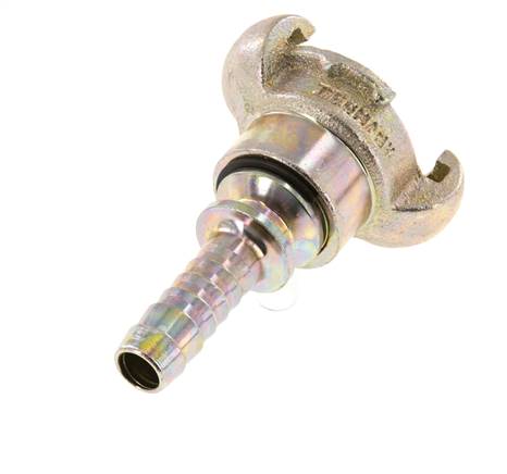 Gietijzer DN 10 DIN 3489 Compressor Klauwkoppeling met 25 mm Slangpilaar Draaibaar Veiligheidskraag
