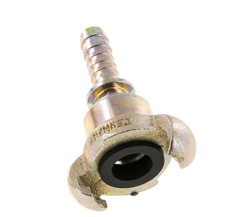 Gietijzer DN 10 DIN 3489 Compressor Klauwkoppeling met 25 mm Slangpilaar Draaibaar Veiligheidskraag