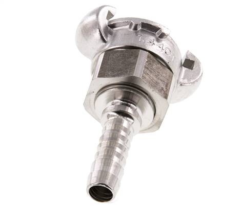 RVS DN 10 DIN 3238 Compressor Klauwkoppeling met 13 mm Slangpilaar