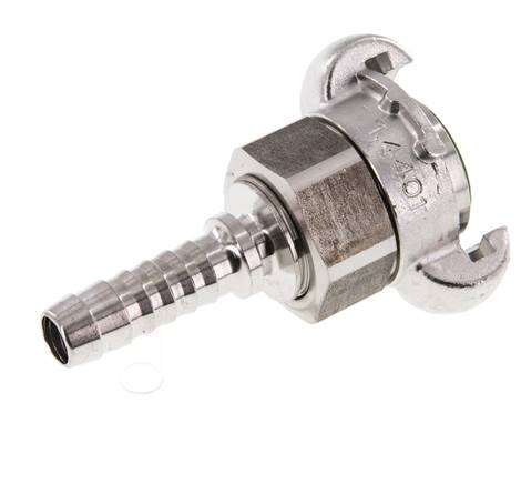 RVS DN 10 DIN 3238 Compressor Klauwkoppeling met 13 mm Slangpilaar