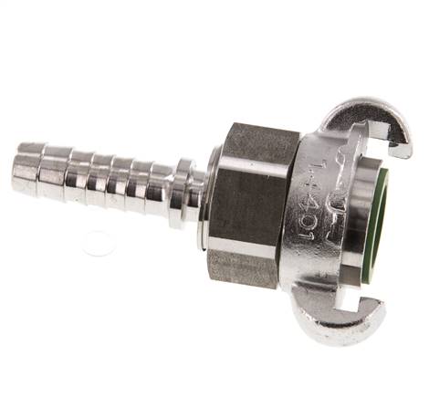 RVS DN 10 DIN 3238 Compressor Klauwkoppeling met 13 mm Slangpilaar