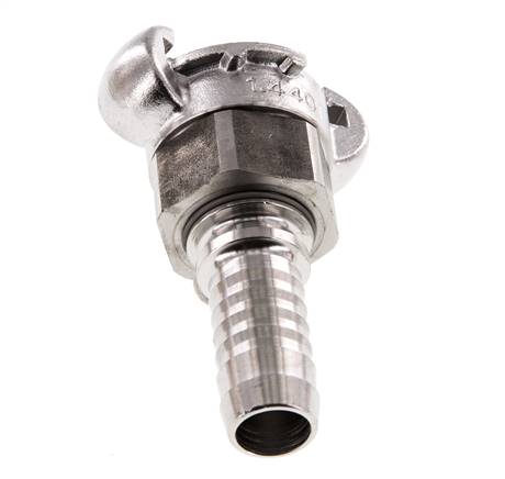 RVS DN 15 DIN 3238 Compressor Klauwkoppeling met 19 mm Slangpilaar