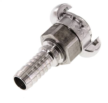 RVS DN 15 DIN 3238 Compressor Klauwkoppeling met 19 mm Slangpilaar