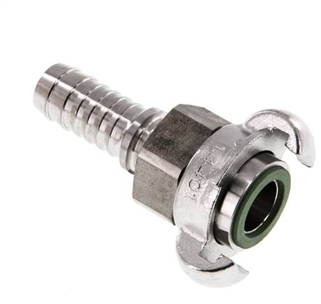 RVS DN 15 DIN 3238 Compressor Klauwkoppeling met 19 mm Slangpilaar