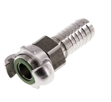 RVS DN 18 DIN 3238 Compressor Klauwkoppeling met 25 mm Slangpilaar