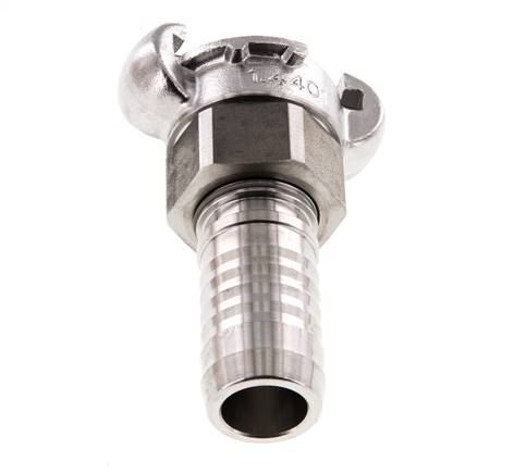RVS DN 18 DIN 3238 Compressor Klauwkoppeling met 25 mm Slangpilaar