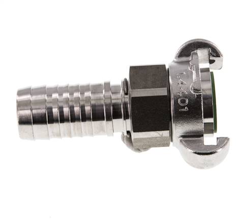 RVS DN 18 DIN 3238 Compressor Klauwkoppeling met 25 mm Slangpilaar