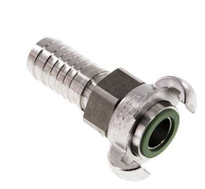 RVS DN 18 DIN 3238 Compressor Klauwkoppeling met 25 mm Slangpilaar