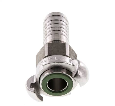 RVS DN 18 DIN 3238 Compressor Klauwkoppeling met 25 mm Slangpilaar