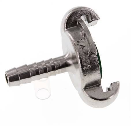 RVS DN 6.5 DIN 3489 Compressor Klauwkoppeling met 10 mm Slangpilaar