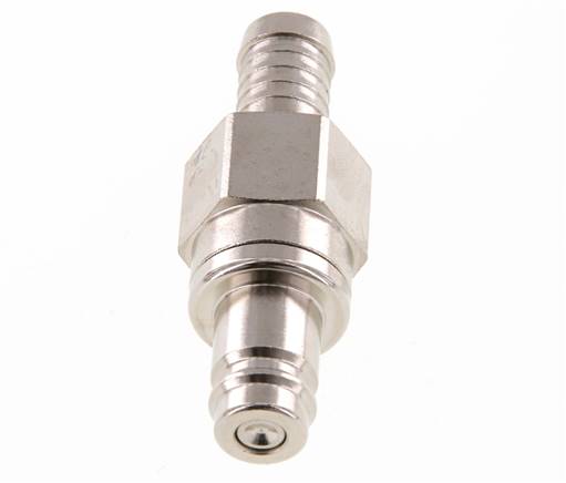 Vernikkeld Messing DN 10 Luchtkoppeling Insteeknippel 10 mm Slangpilaar Double Shut-Off