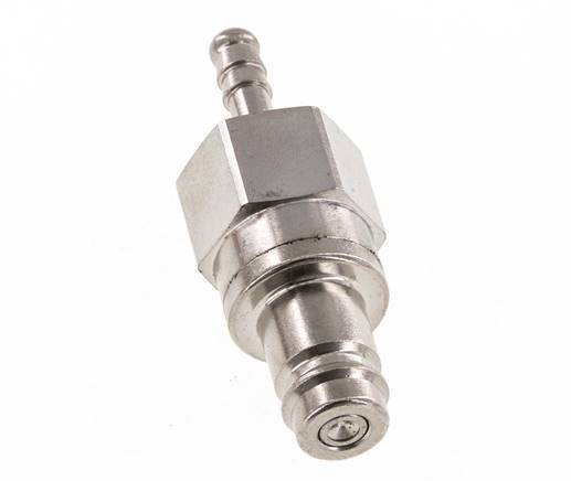 Vernikkeld Messing DN 10 Luchtkoppeling Insteeknippel 6 mm Slangpilaar Double Shut-Off