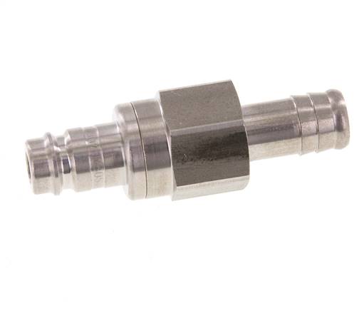RVS DN 10 Luchtkoppeling Insteeknippel 13 mm Slangpilaar Double Shut-Off