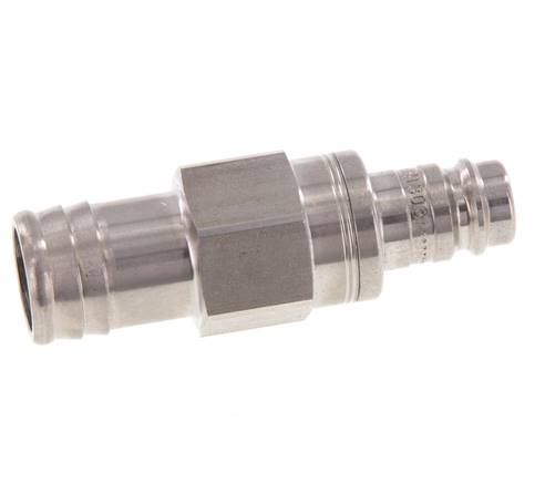 RVS DN 10 Luchtkoppeling Insteeknippel 19 mm Slangpilaar Double Shut-Off