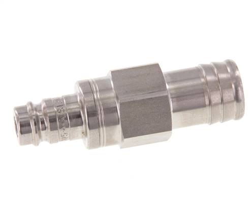 RVS DN 10 Luchtkoppeling Insteeknippel 19 mm Slangpilaar Double Shut-Off