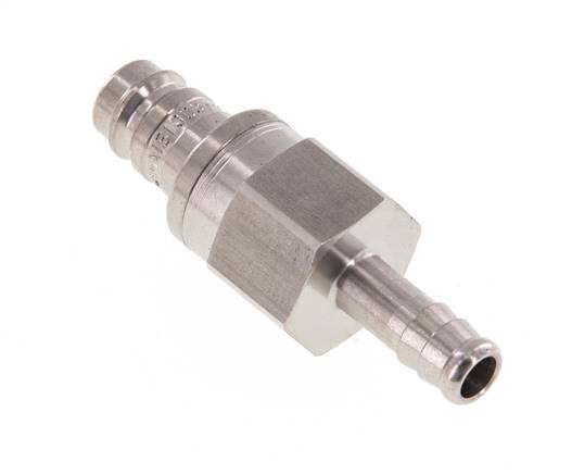 RVS DN 10 Luchtkoppeling Insteeknippel 9 mm Slangpilaar Double Shut-Off