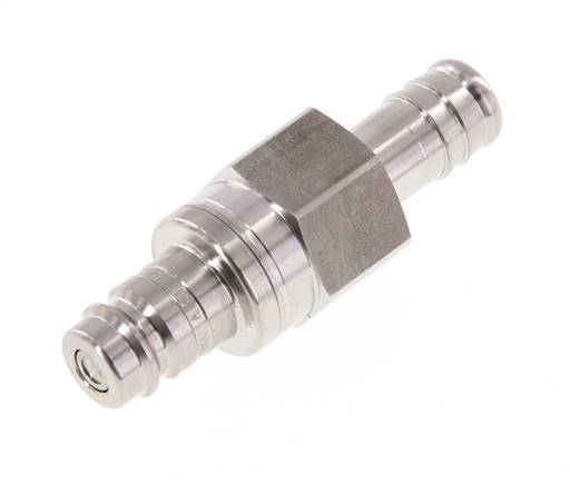 RVS 316L DN 10 Luchtkoppeling Insteeknippel 13 mm Slangpilaar Double Shut-Off