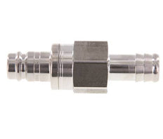 RVS 316L DN 10 Luchtkoppeling Insteeknippel 13 mm Slangpilaar Double Shut-Off