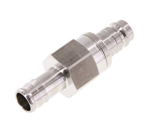 RVS 316L DN 10 Luchtkoppeling Insteeknippel 13 mm Slangpilaar Double Shut-Off
