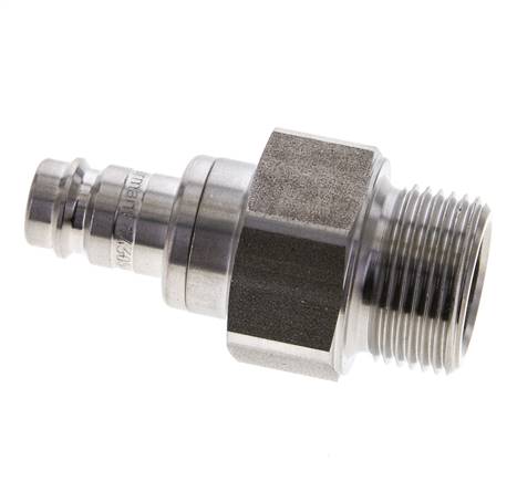 RVS DN 10 Luchtkoppeling Insteeknippel G 3/4 inch Buitendraad Double Shut-Off