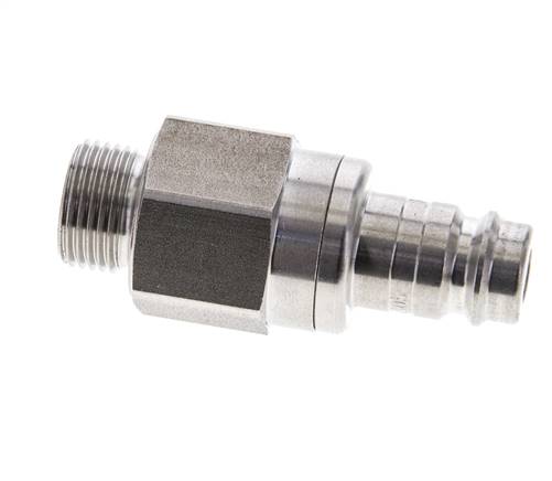 RVS DN 10 Luchtkoppeling Insteeknippel G 3/8 inch Buitendraad Double Shut-Off