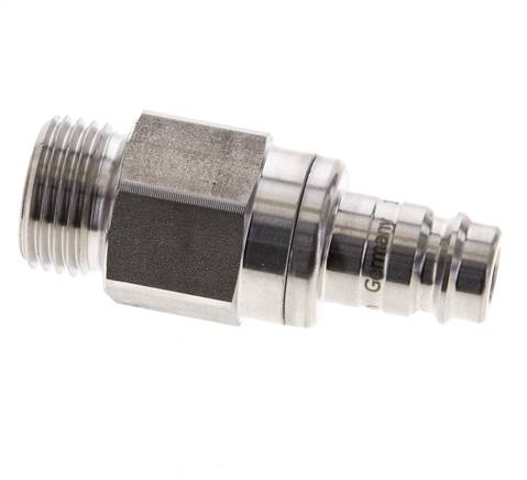 RVS 316L DN 10 Luchtkoppeling Insteeknippel G 1/2 inch Buitendraad Double Shut-Off