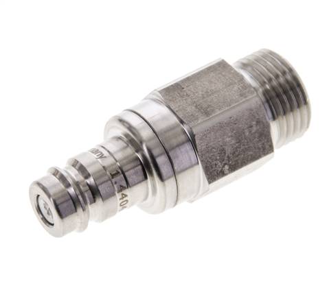 RVS 316L DN 10 Luchtkoppeling Insteeknippel G 1/2 inch Buitendraad Double Shut-Off