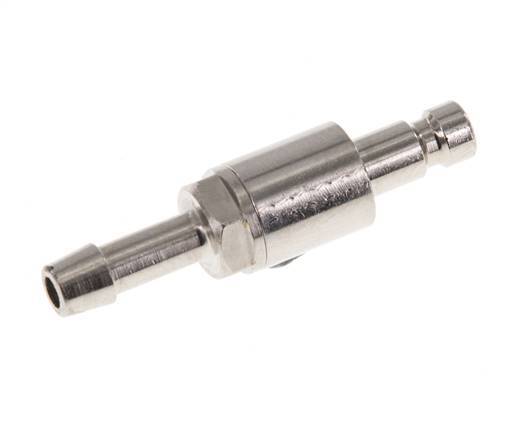 Nickel-plated Brass DN 2.7 (Micro) Air Coupling Plug 4 mm Hose Pillar Double Shut-Off