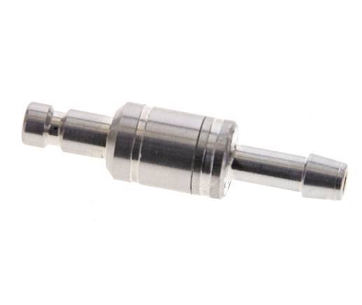 Stainless Steel 316L DN 2.7 (Micro) Air Coupling Plug 4 mm Hose Pillar Double Shut-Off