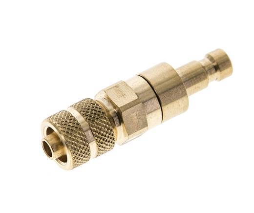 Brass DN 2.7 (Micro) Air Coupling Plug 4x6 mm Union Nut Double Shut-Off