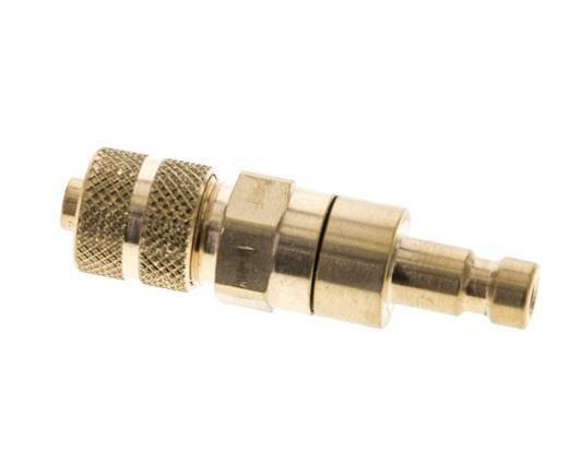 Brass DN 2.7 (Micro) Air Coupling Plug 4x6 mm Union Nut Double Shut-Off