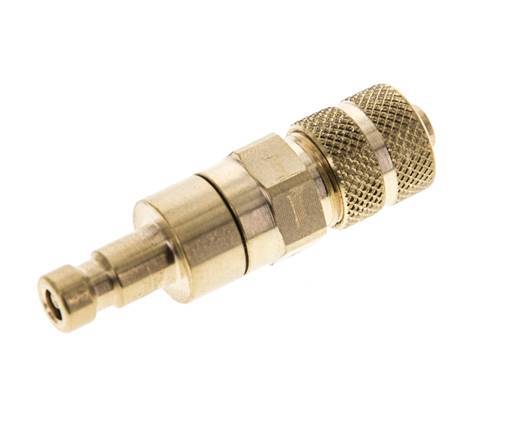 Brass DN 2.7 (Micro) Air Coupling Plug 4x6 mm Union Nut Double Shut-Off