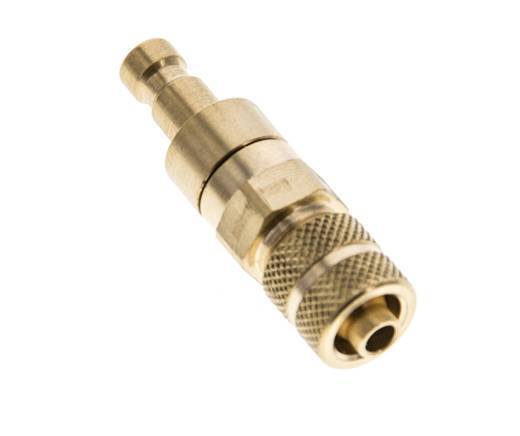 Brass DN 2.7 (Micro) Air Coupling Plug 4x6 mm Union Nut Double Shut-Off