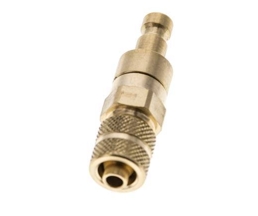 Brass DN 2.7 (Micro) Air Coupling Plug 4x6 mm Union Nut Double Shut-Off