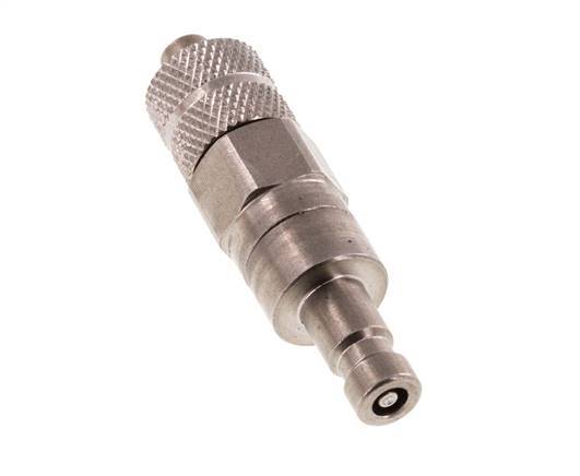 Stainless steel DN 2.7 (Micro) Air Coupling Plug 4x6 mm Union Nut Double Shut-Off