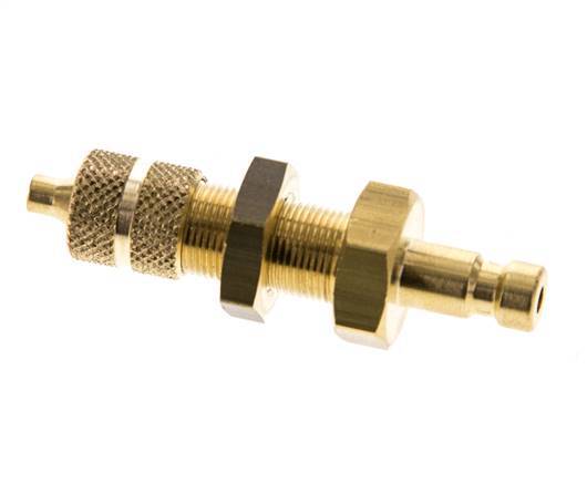 Brass DN 2.7 (Micro) Air Coupling Plug 3x4.3 mm Union Nut Bulkhead