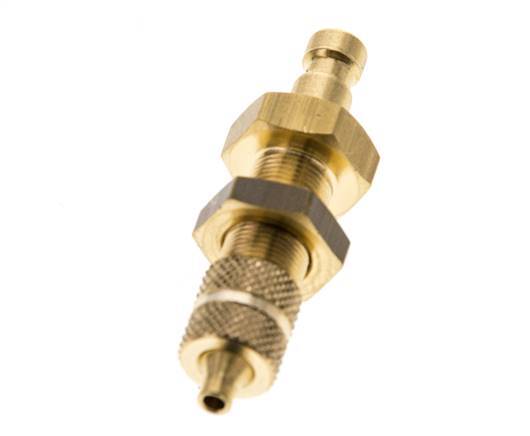 Brass DN 2.7 (Micro) Air Coupling Plug 3x4.3 mm Union Nut Bulkhead